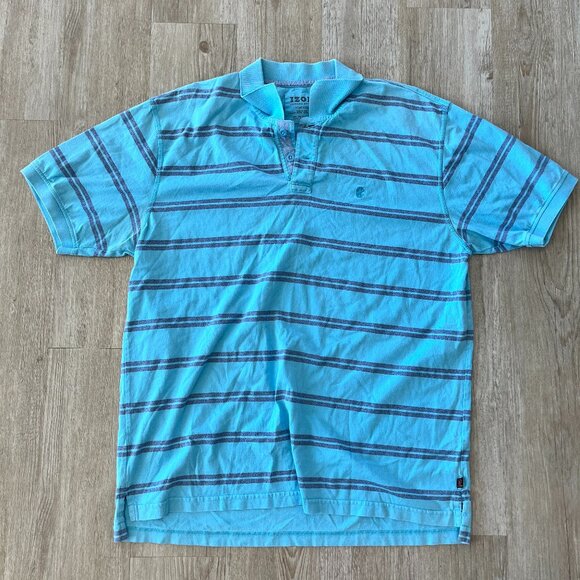 Mens Izod Blue Stripe Short Sleeve Polo - XL - Picture 1 of 5